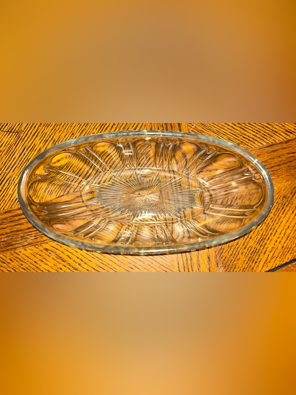 Vintage Clear Oval Pressed Glass Serving Bowl/Drawer Organizer